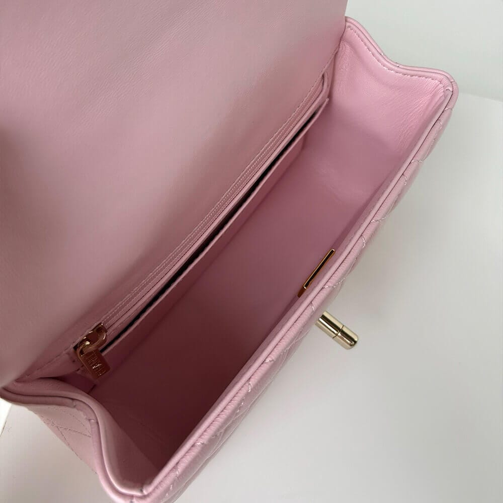 CHANEL Mini Classic Handbag With Top Handle White - Image 8