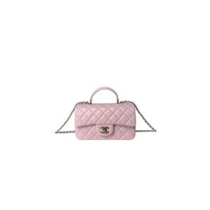 CHANEL Mini Classic Handbag With Top Handle White