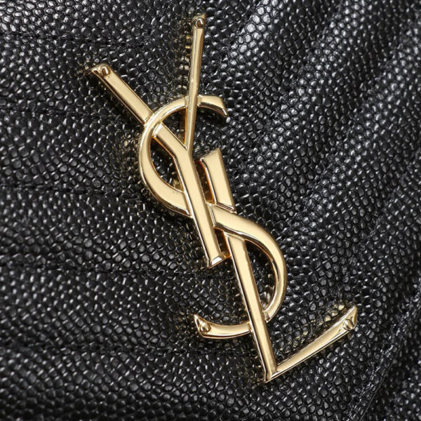 Saint Laurent Chain-strap YSL-plaque grained-leather wallet black - Image 5