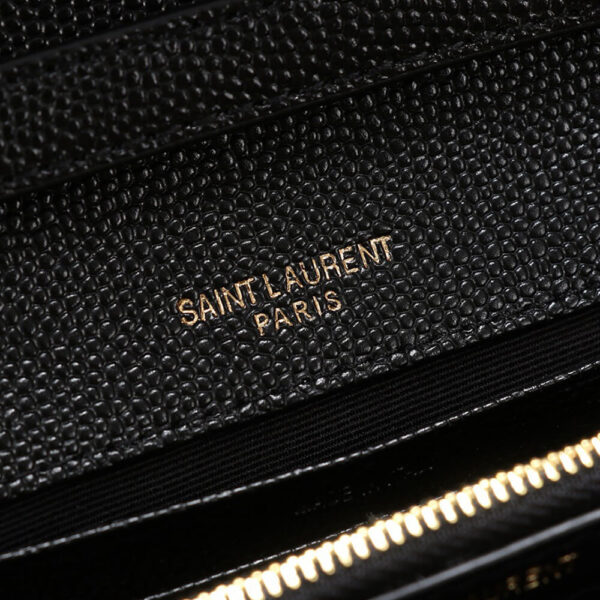 Saint Laurent Chain-strap YSL-plaque grained-leather wallet black - Image 7